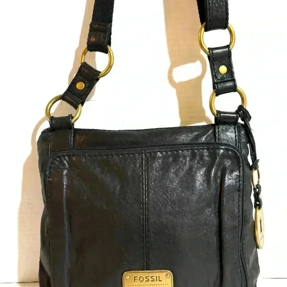 Fossil black leather crossbody handbag - Picture 9 of 11